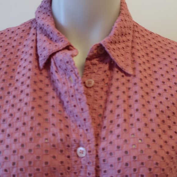 Krizia Jeans Pink Cut Out Design Button Down Blouse Sz 8* - Picture 4 of 8